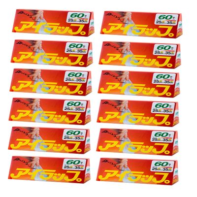 Iwatani Materials Plastic Bags, Eye Wraps, Household Use, 60 Sheets x 12 Set, Approx. 9.8 x 13.8 inches (25 x 35 cm), Can Be Used in Electronic Microwave and Hot Water Bath Cooking Plastic Bags