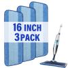 16.5 inch Mop Pads Refills, 3 Pack Microfiber Reusable Replacement Mop Pads Flat Replacements Heads for Wet Or Dry Floor Cleaning and Scrubbing, Blue Cloth view 1