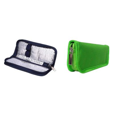 2Pcs Insulin Travel Case Diabetic Medication Organizer Bag - Navy & Green