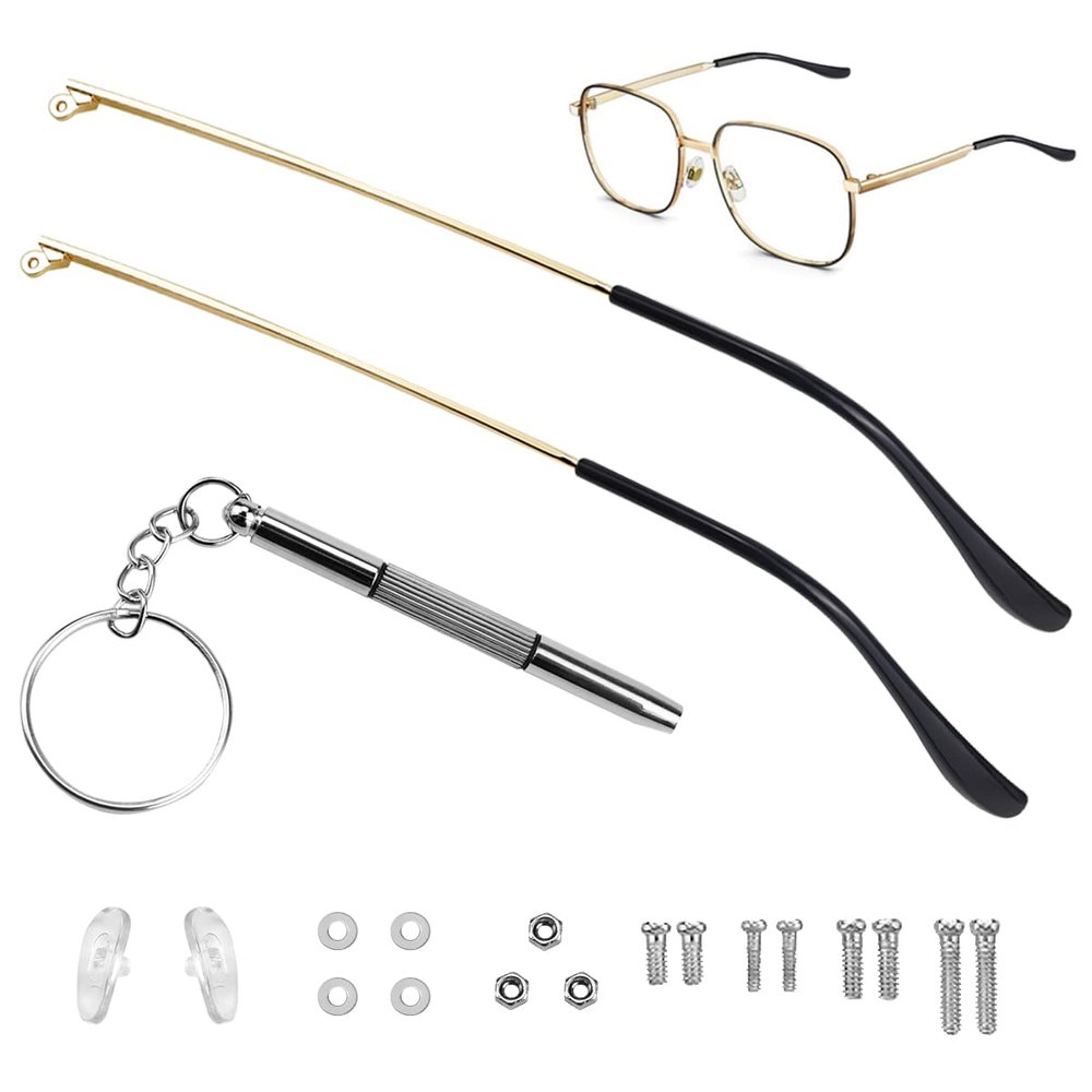 FERCAISH 1 Pair Eyeglass Replacement Arm, Universal Sunglasses Arm Legs Arm Replacement - Metal Glasses Replacement Temple for Sunglasses Eyewear Eyeglasses Repair(Gold)