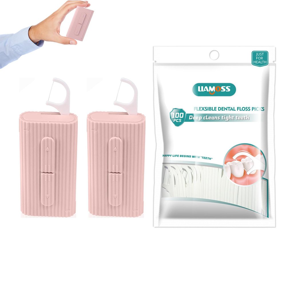 Dental Floss Picks 2 Case-120 Count Superfine Toothpicks Sticks Flossers-Adults Probtable Dental Oral Care Tools for Travel-Professional Against Tooth Decay(Pink)