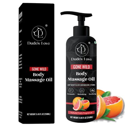 Organic - Grapefruit Full Edible Body Massage Oil - Refreshing, Calming | No Stain & Non-Sticky | with Fractionated Coconut Oil, Grapefruit & Lime Oil - 8.45 Fl Oz