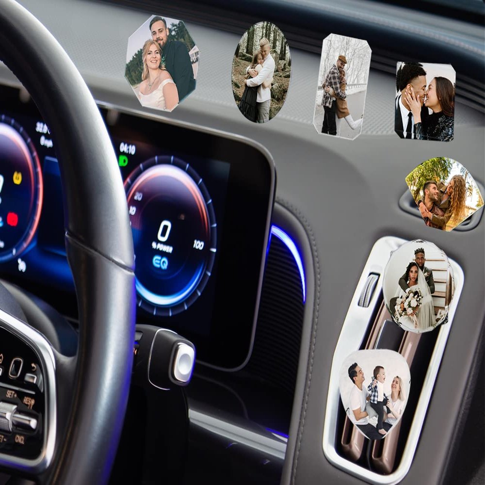 AIFLM Personalized Crystal Car Air Vent Clip Custom Air Freshener for Car with Any Pictures Customized Photo Ornament for Car Air Conditioning Vent Aromatherapy,Choose One From The 7 Shapes