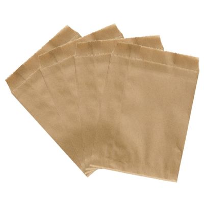 50 Pieces 5" x 7" Kraft Paper Bags Kraft Paper Treat Bags Flat Kraft Paper Snack Bags Kraft Paper Candy Bags for Bakery Chips Treats Cookies Candies Snacks, Brown