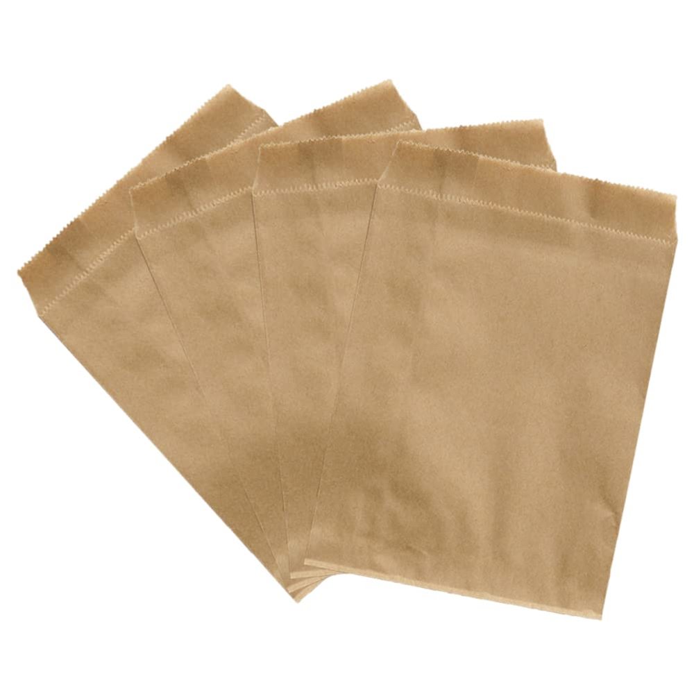 50 Pieces 5" x 7" Kraft Paper Bags Kraft Paper Treat Bags Flat Kraft Paper Snack Bags Kraft Paper Candy Bags for Bakery Chips Treats Cookies Candies Snacks, Brown