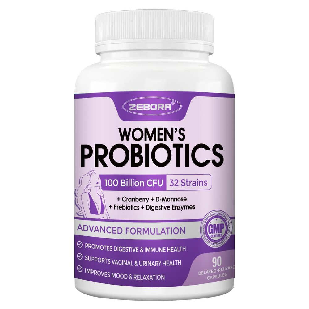 ZEBORA Probiotics for Women 100B CFUs Digestive & Gut Health, 90 Capsules