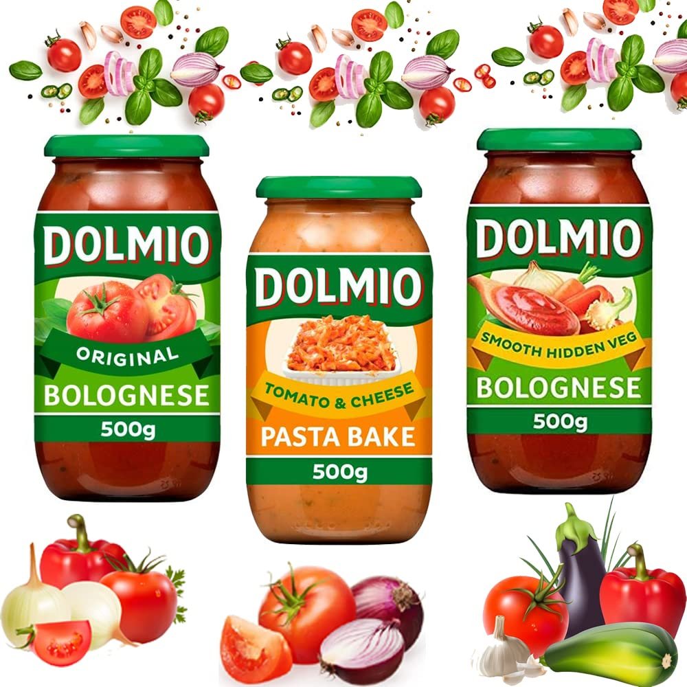 Dolmio Tomato & Cheese,Original,Smooth Hidden Veg Sauce Jar 500g - Pick Any 3 Your Favourite Sauce Jar