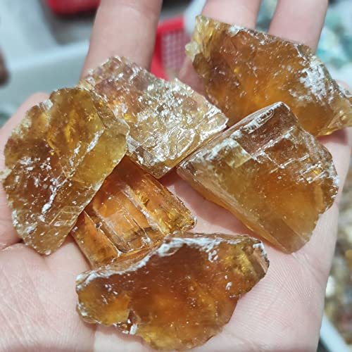 HXSCOO 100% Natural Orange Amber Calcite Mineral Specimen Stones and Crystals Healing Crystals Quartz Gemstones (Size : 300g)