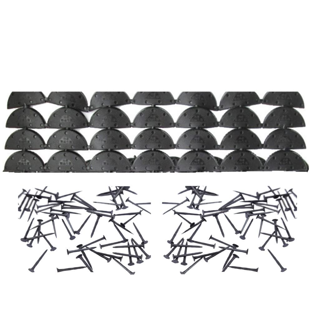 28 pcs Heel Plates Shoe Heel Taps Rubber Tips Sole Heel Repair Pad Replacement with Nails, Black, Large