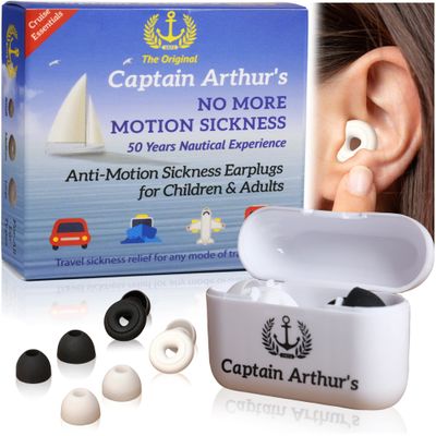 No More Motion Sickness Earplugs by Captain Arthur for Adults & Kids Anti Nausea Seasickness Relief Sea Sickness Travel Sickness & Car Sickness Prevention Cruise Ship Essentials