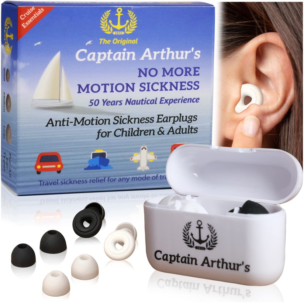 No More Motion Sickness Earplugs by Captain Arthur for Adults & Kids Anti Nausea Seasickness Relief Sea Sickness Travel Sickness & Car Sickness Prevention Cruise Ship Essentials