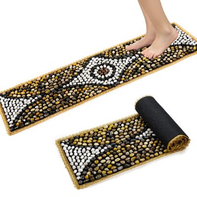 Fardtry Pebbles Massage Mat, Reflexology Foot Massagers, Foot Pain Relief Massage Rock Pad, Relaxation Gifts for Parents or Friends (60"15.7")