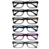 OPULIZE PEP Classic Reading Glasses for Women Men, Scratch Resistant Rectangular Frame with Spring Hinges, Black, Brown, Blue, Purple, Grey, +1 (Pack of 6) view 1