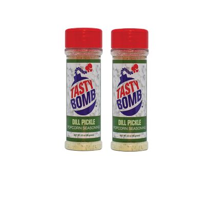 Flavorful Popcorn Seasoning 2 Pack -Dill Pickle popcorn seasoning  Vegan, Gluten-Free Keto friendly Snack for Movie Nights & Gifts by Tasty Bomb. (2 Pack -Dill Pickle), 6.0 Ounce