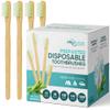 Pruvade 144 Pack Disposable Bamboo Toothbrushes with Toothpaste Built in - Prepasted Toothbrushes Individually Wrapped - Single Use Waterless Tooth Brush with Soft Bristles for Work, Camping, Travel view 1