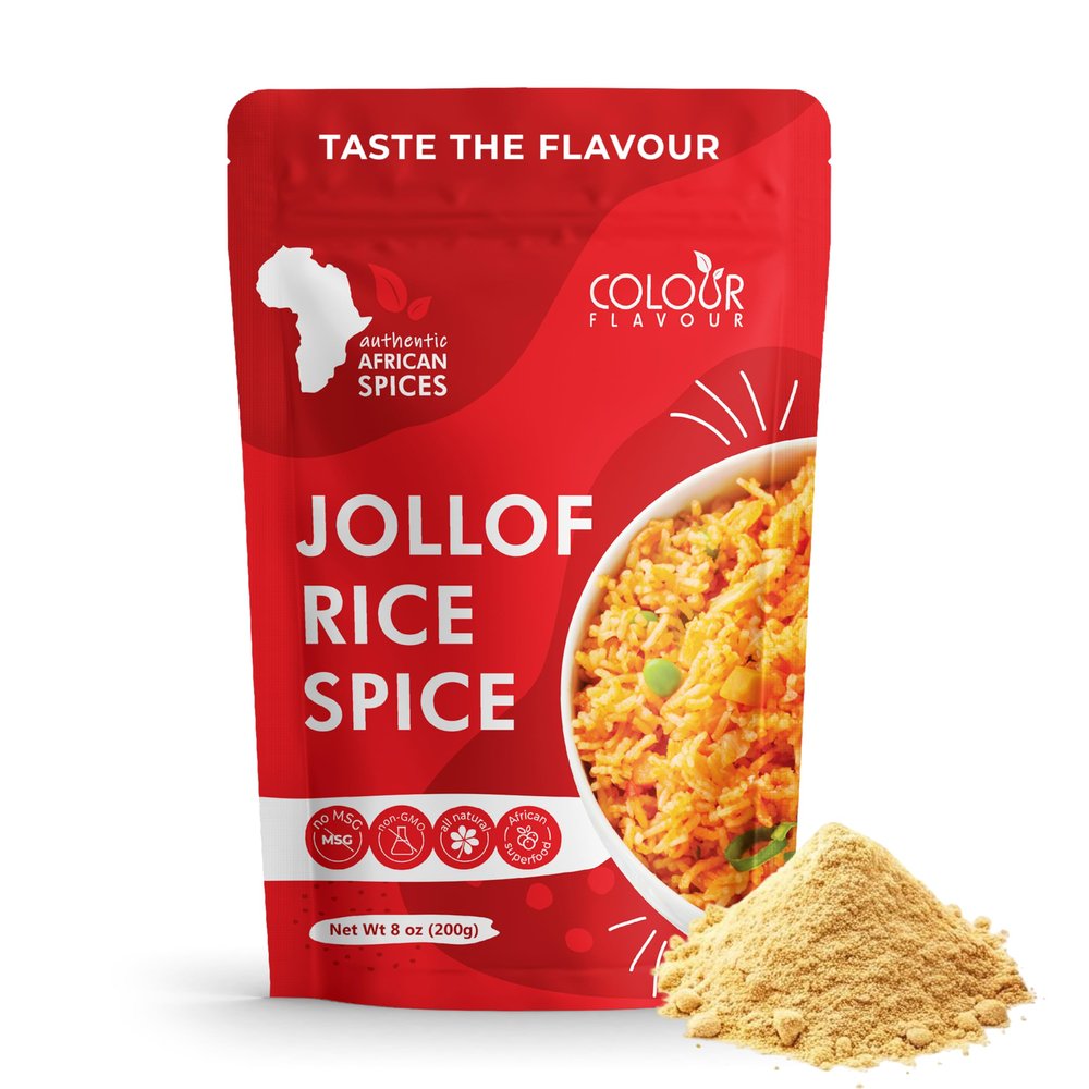 COLOUR FLAVOUR Jollof Rice Seasoning | Authentic Nigerian Spice Blend for Smoky Jollof | Organic African Cooking Spices with Herbs & Superfoods | Gluten Free | 7oz