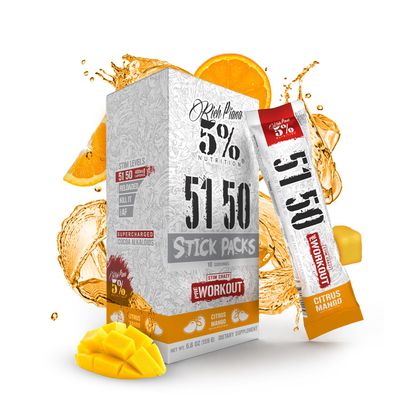 5% Nutrition Rich Piana 5150 High Stim Pre-Workout Powder Packets | Extreme Energy, Focus, Pumps & Endurance | 513 mg Caffeine Complex, Citrulline, Beta Alanine, L-Tyrosine (Citrus Mango) (10 Count)