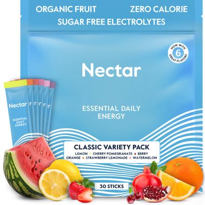 Nectar Energy Booster - Organic Caffeine, B12 & Electrolytes - Sugar Free & Zero Calorie Healthy Coffee, Energy Drink & Soda Alternative Hydration & Energy Supplement (Variety 30 Powder Packets)