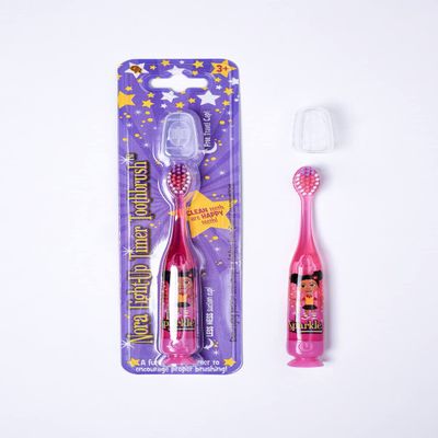 OUR REFLECTIONS Kids Manual Light Up 60 Seconds Timer Toothbrush, Suction Cup, Soft Bristles, Ages 3 and up. (Nora Light Up Timer Toothbrush, Pink)