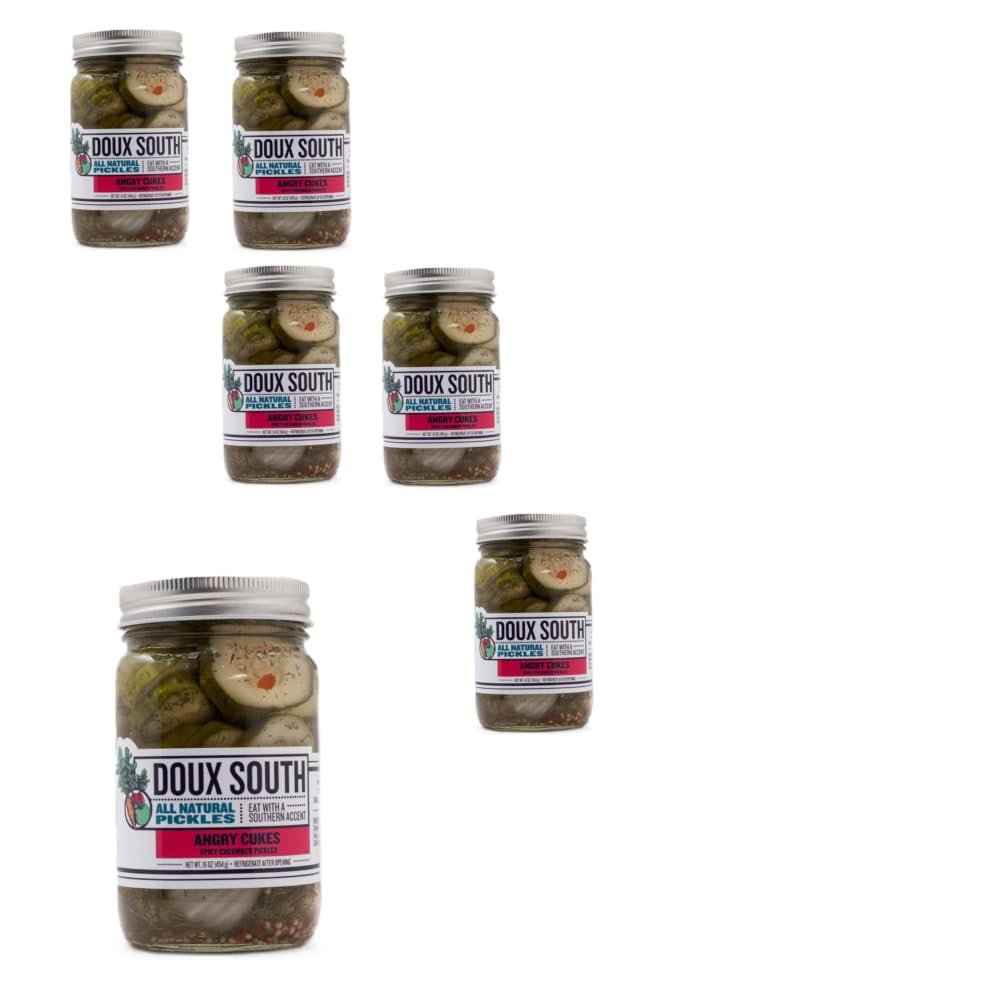 Doux South Angry Cukes Pickles, All Natural, 16 Ounce (Pack of 6)