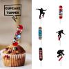 18pcs Glitter Skateboard Dessert Cupcake Topper Cheer to Skateboarder Extreme Skateboarding Theme Decor Supplies Boy Girl Happy Birthday Party Decorations view 2