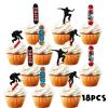 18pcs Glitter Skateboard Dessert Cupcake Topper Cheer to Skateboarder Extreme Skateboarding Theme Decor Supplies Boy Girl Happy Birthday Party Decorations view 3