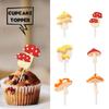 18pcs Glitter Mushroom Dessert Cupcake Topper Cheer to Jungle Plants Theme Decor Supplies Baby Shower Boy Girl Happy Birthday Party Decorations view 2