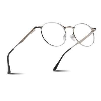 2SeeLife Round Metal Wire Rimmed Reading Glasses for Men & Women  MediumWide Fit, Durable, Spring Hinges, Premium Readers, Silver, +0.50