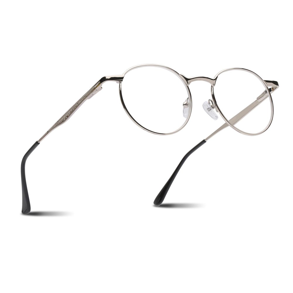 2SeeLife Round Metal Wire Rimmed Reading Glasses for Men & Women MediumWide Fit, Durable, Spring Hinges, Premium Readers, Silver, +0.75
