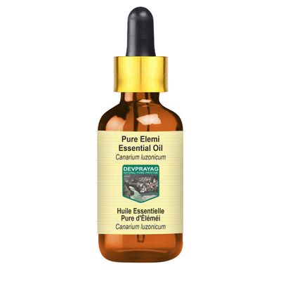 Devprayag Pure Elemi Essential Oil (Canarium luzonicum) with Glass Dropper Steam Distilled 50ml (1.69 oz)