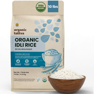 Organic Tattva Idli Rice (10 lbs) - Organic Short Grain Rice - No Additive - Vegan - Kosher - Non GMO - Gluten Free - USDA Certified