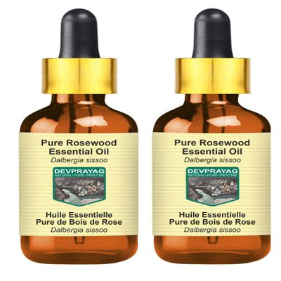 Devprayag Pure Rosewood Essential Oil (Dalbergia Sissoo) with Glass Dropper Steam Distilled (Pack of Two) 100ml X 2 (6.76 oz)