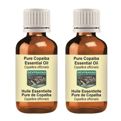 Devprayag Pure Copaiba Essential Oil (Copaifera officinalis) Steam Distilled (Pack of Two) 100ml X 2 (6.76 oz)