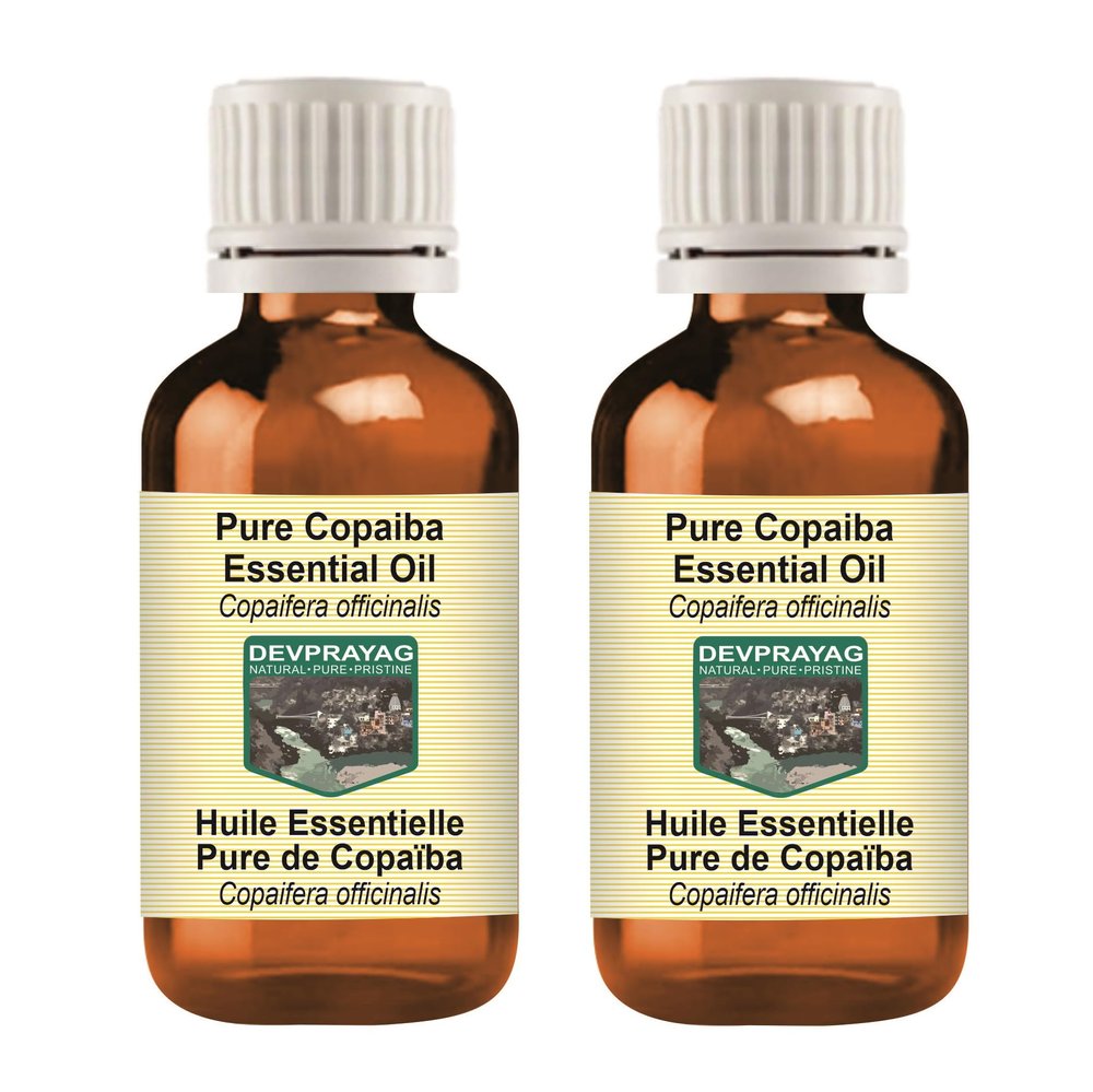 Devprayag Pure Copaiba Essential Oil (Copaifera officinalis) Steam Distilled (Pack of Two) 100ml X 2 (6.76 oz)