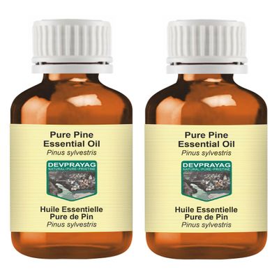 Devprayag Pure Pine Essential Oil (Pinus sylvestris) Steam Distilled (Pack of Two) 100ml X 2 (6.76 oz)