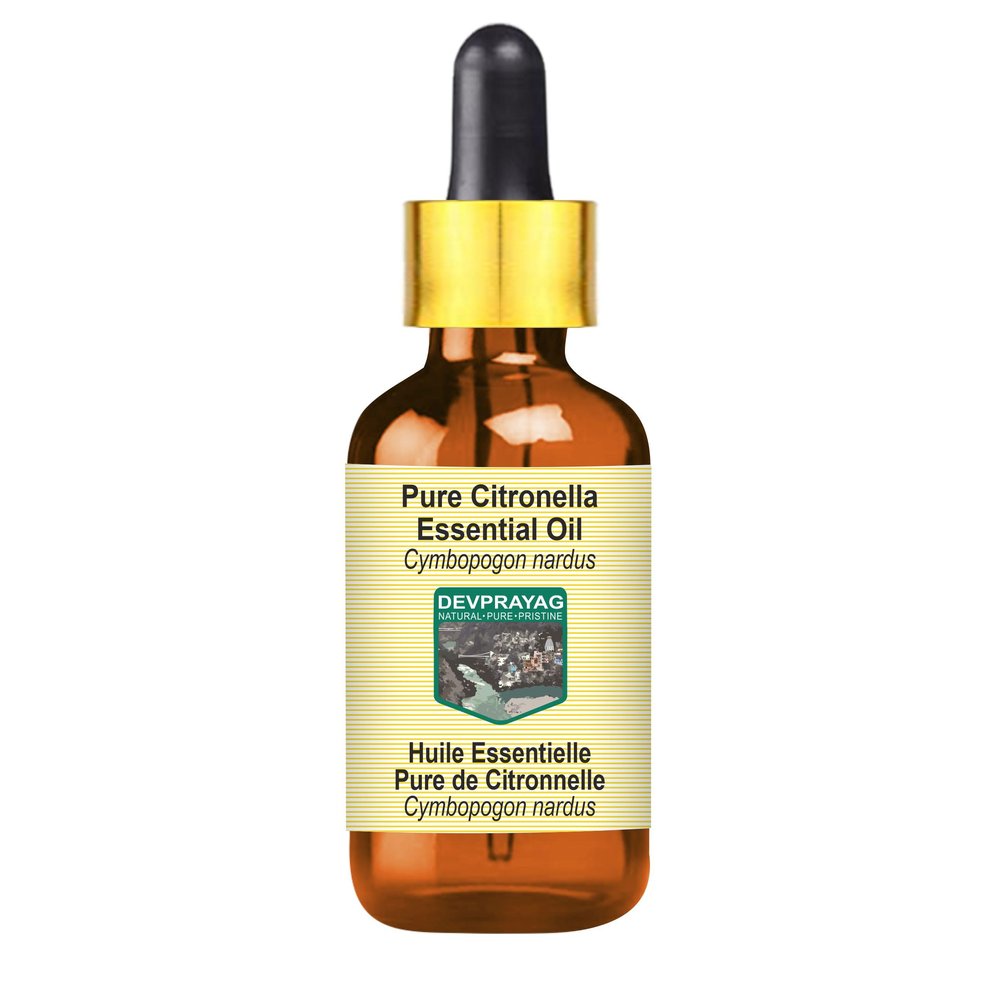 Devprayag Pure Citronella Essential Oil (Cymbopogon nardus) with Glass Dropper Steam Distilled 15ml (0.50 oz)