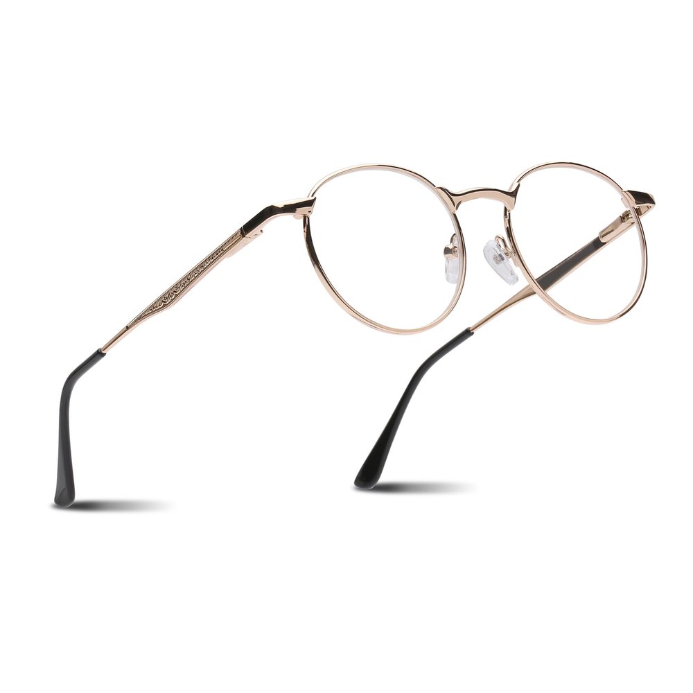 2SeeLife Round Metal Wire Rimmed Reading Glasses for Men & Women MediumWide Fit, Durable, Spring Hinges, Premium Readers, Gold, +0.75