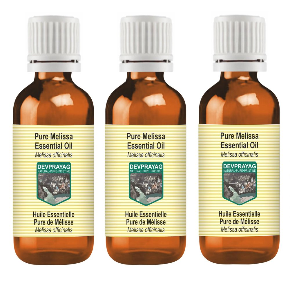 Devprayag Pure Melissa Essential Oil (Melissa officinalis) Steam Distilled (Pack of Three) 100ml X 3 (10 oz)