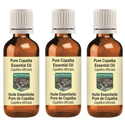 Devprayag Pure Copaiba Essential Oil (Copaifera officinalis) Steam Distilled (Pack of Three) 100ml X 3 (10 oz)