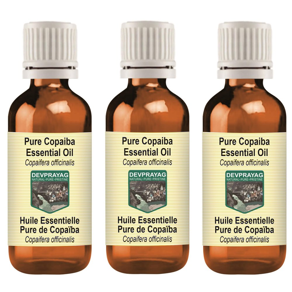 Devprayag Pure Copaiba Essential Oil (Copaifera officinalis) Steam Distilled (Pack of Three) 100ml X 3 (10 oz)