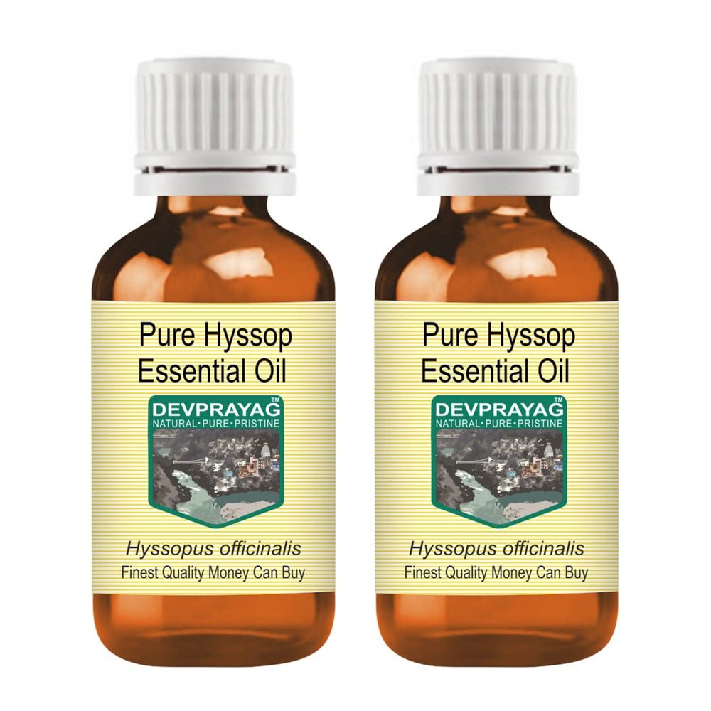 Devprayag Pure Hyssop Essential Oil (Hyssopus officinalis) Steam Distilled (Pack of Two) 100ml X 2 (6.76 oz)