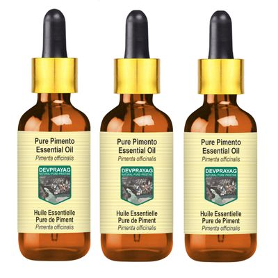 Devprayag Pure Pimento Essential Oil (Pimenta officinalis) with Glass Dropper Steam Distilled (Pack of Three) 100ml X 3 (10 oz)