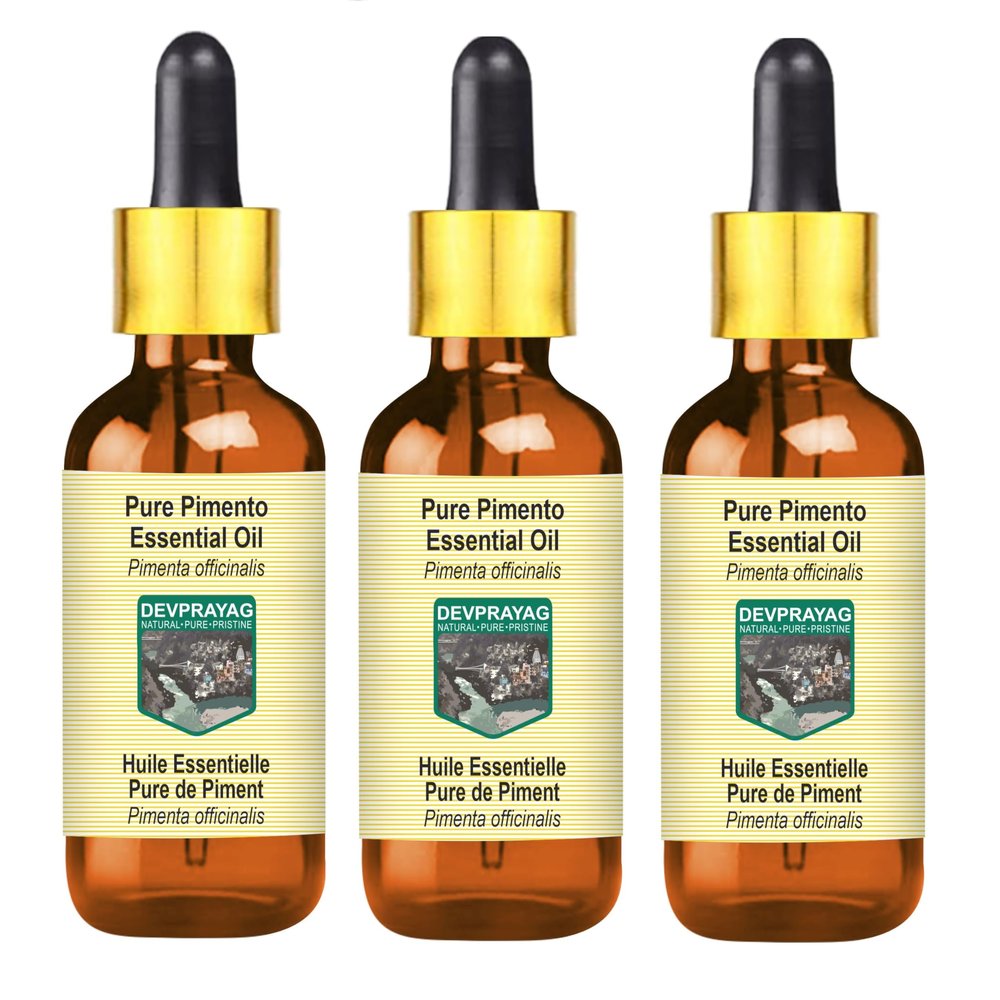Devprayag Pure Pimento Essential Oil (Pimenta officinalis) with Glass Dropper Steam Distilled (Pack of Three) 100ml X 3 (10 oz)
