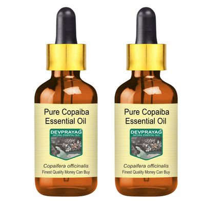 Devprayag Pure Copaiba Essential Oil (Copaifera officinalis) with Glass Dropper Steam Distilled (Pack of Two) 100ml X 2 (6.76 oz)