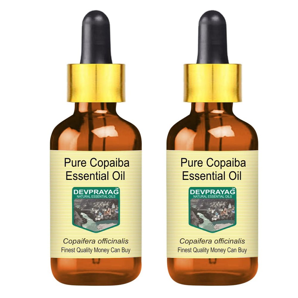 Devprayag Pure Copaiba Essential Oil (Copaifera officinalis) with Glass Dropper Steam Distilled (Pack of Two) 100ml X 2 (6.76 oz)