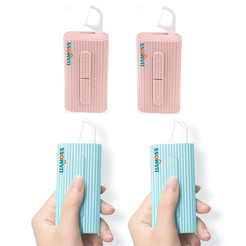 LIAMOSS Dental Floss Picks,Handly Floss Dispenser Portable Case 4 Box,Perfect Oral Care Tools for Organizer Floss,Toothpicks Sticks Case Slap Size 40 Count for Travel Teeth Cleaning
