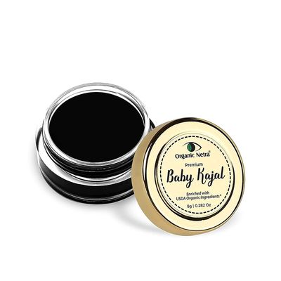 SPEC Organic Netra Baby Kajal - 100% Natural, Enriched with USDA Certified Organic Ingredients, Chemical-Free Kajal, Water Resistant and Long Lasting - 8g(Pack of 1)