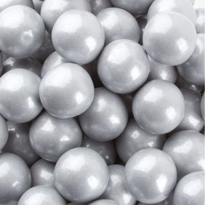 Bayside Candy 1" Large Gumballs - Colored Gumball Collection - Gumball Machine - Shimmer Silver/Pearl Silver Gumballs 1" Large (2LBS)