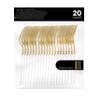 PlasticPro 20 Count Gold and White Plastic Dinner Forks Premium Quality Heavy Duty Disposable Elegant Silverware Two Tone Forks for Party view 1