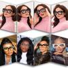 AIEYEZO Oversized Square Blue Light Glasses for Women Cute Big Frame Glasses Fashion Clear Multi-Color Computer Eyewear (Black) view 2